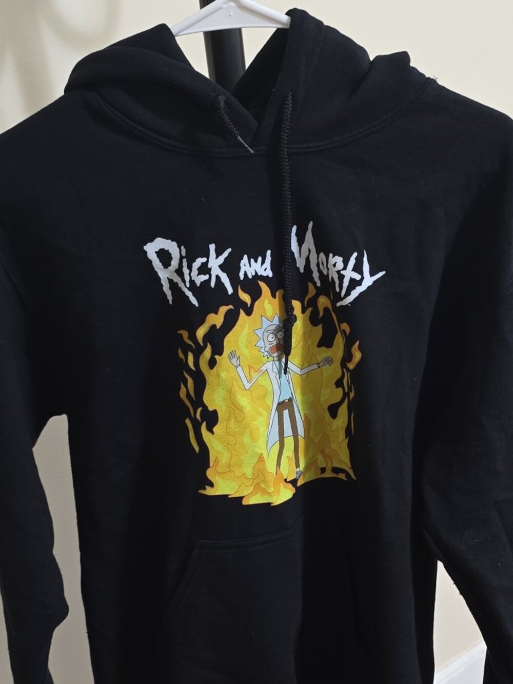 Rick and Morty Flame Graphic Black Pullover Hoodie